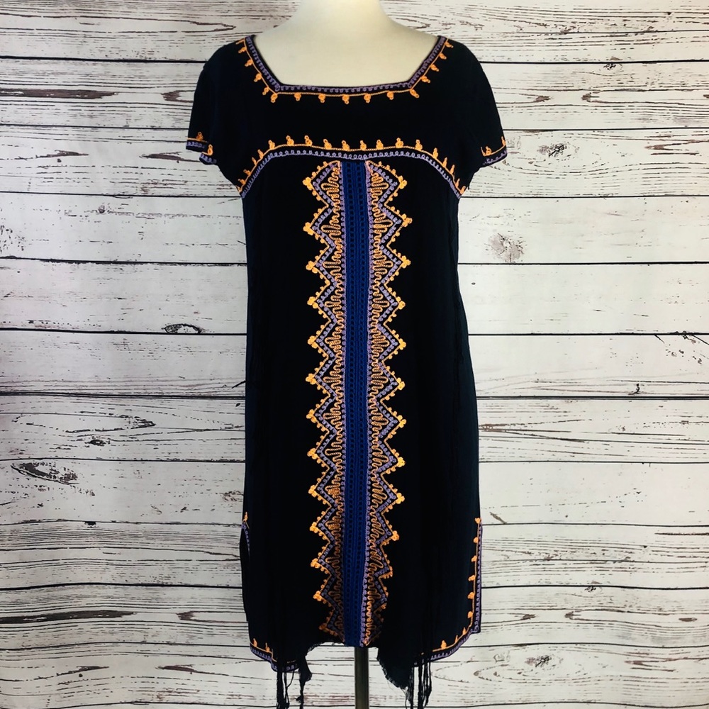 Anthropologie Skemo Embroidered Short Kaftan Dress